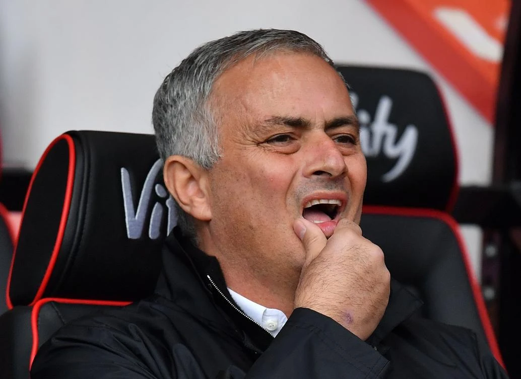 Jose Mourinho reacts ahead of the English Premier League football match between Bournemouth and Manchester United at the Vitality Stadium in Bournemouth. (AFP)