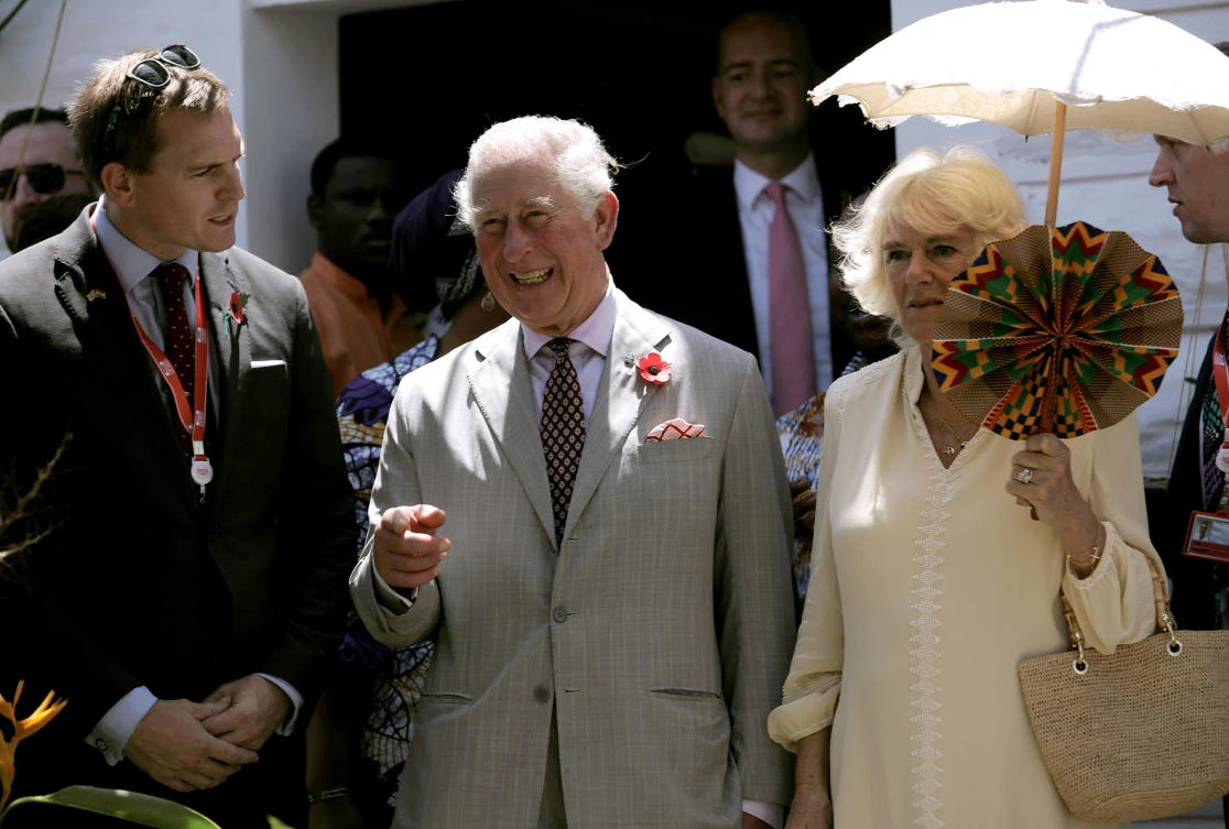 Britain's Prince Charles and Camilla, Duchess of Cornwall, visit Jamestown Cafe in old British Accra, Ghana November 3, 2018. (Reuters)