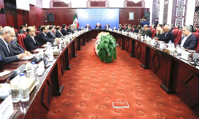 A Cabinet meeting being held in Tehran on Monday. Iranian President Hassan Rouhani said the country will proudly bypass US sanctions. (AFP)