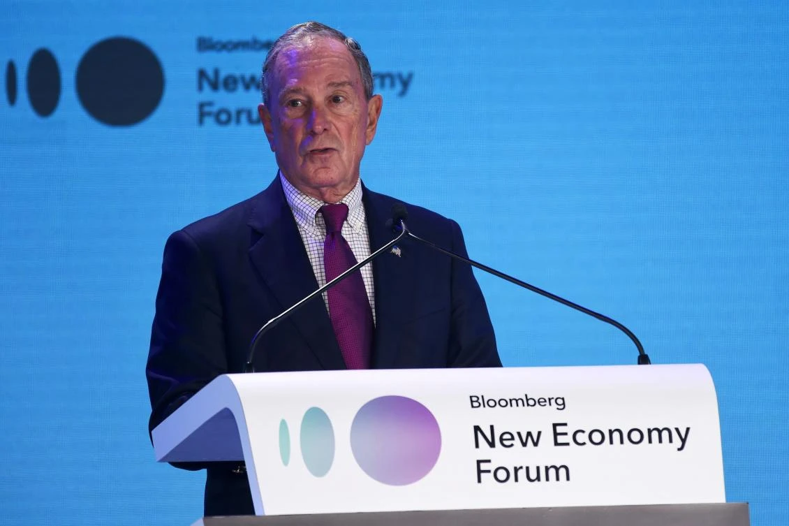 Former New York City Mayor Michael Bloomberg speaks during the Bloomberg New Economy Forum in Singapore. (AFP)