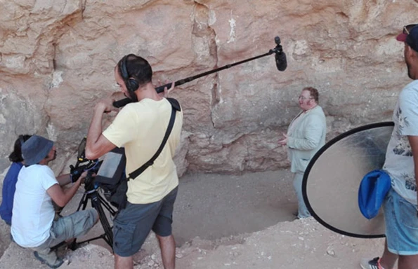 The ancient ramp was discovered at the site of Hatnub by researchers from the University’s Department of Archaeology. (Supplied)