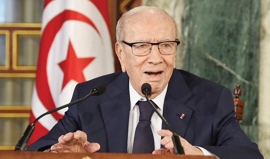 President Beji Caid Essebsi addresses a news conference on Thursday. (AFP)