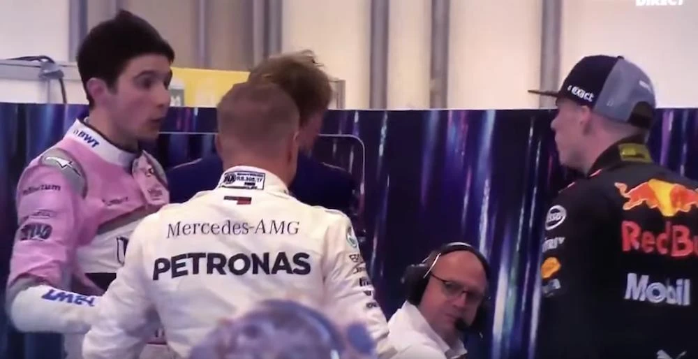 Max Verstappen was accused of trying to punch French rival Esteban Ocon after a controversial clash at Sunday’s Brazilian Grand Prix. (Screenshot: Canal+)