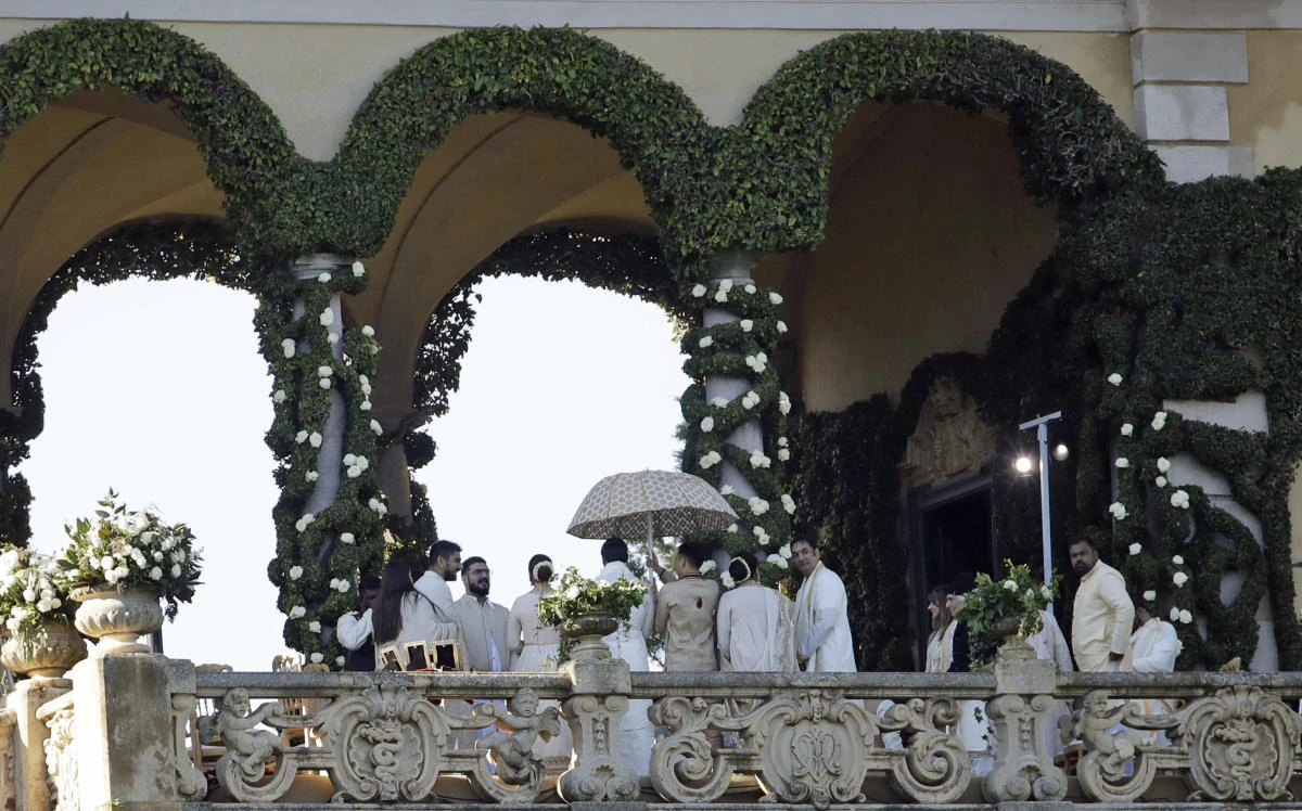 The Bollywood stars’ wedding is held at the Villa Balbianello in Lenno, Como lake, northern Italy. (AP)