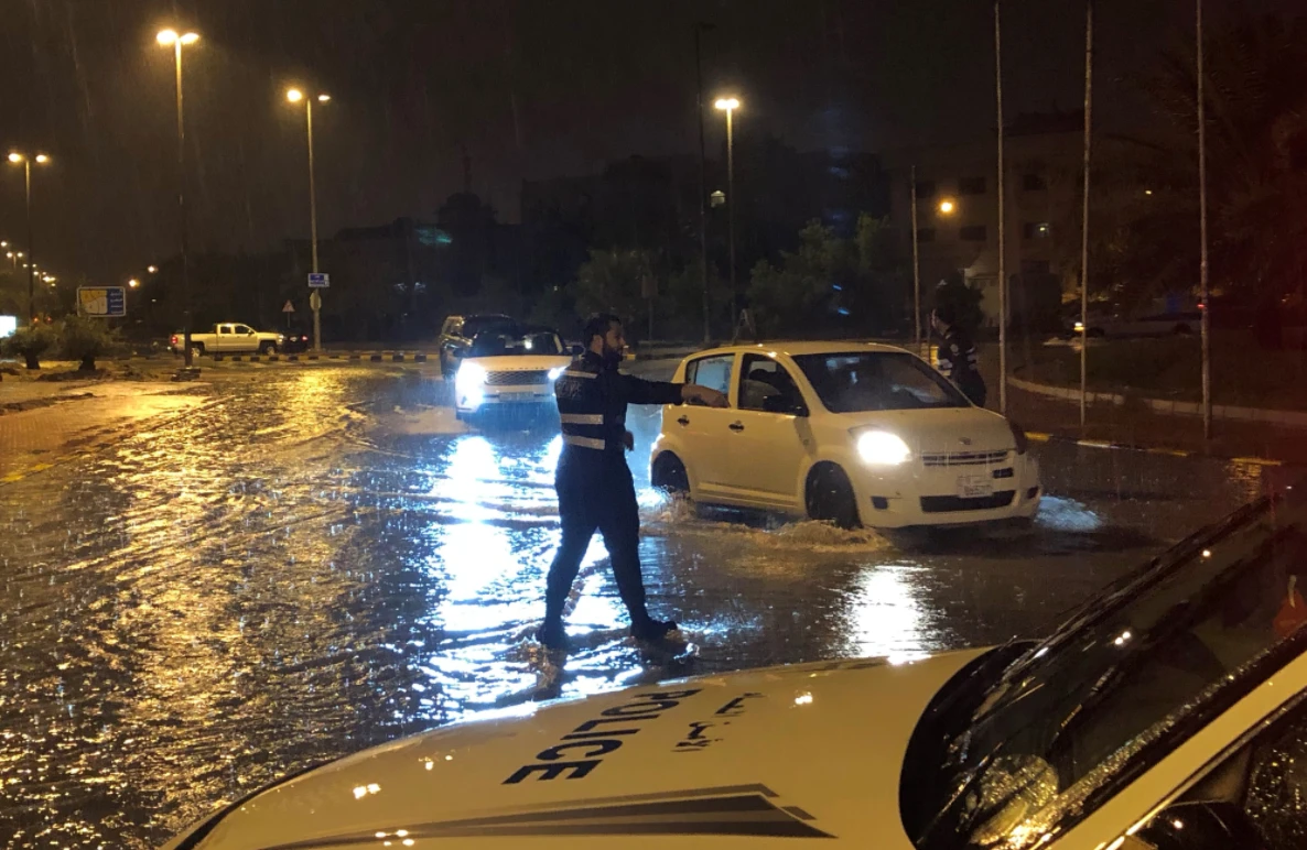 All flights departing from Kuwait International Airport have been suspended, while some arriving flights were redirected to neighboring countries, due to bad weather. (Kuwait News Agency)