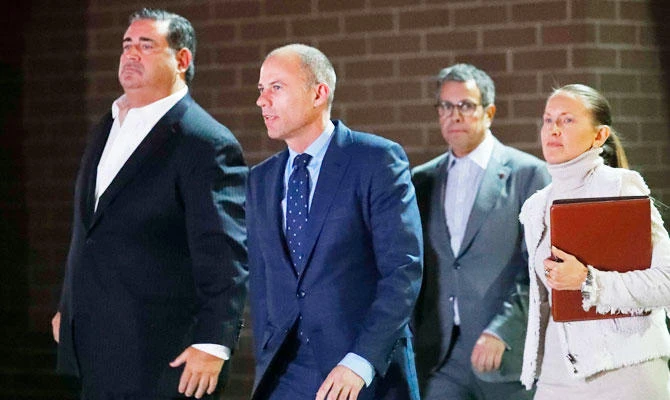 Michael Avenatti (C), attorney for adult film actress Stormy Daniels, leaves Los Angeles Police Department Pacific Division after being arrested on suspicion of domestic violence, in Culver City, California, November 14, 2018. (REUTERS)