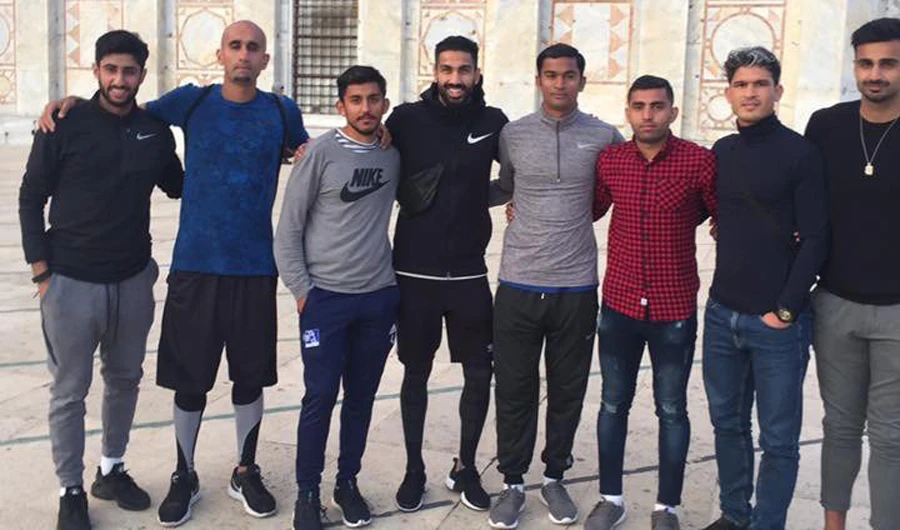 Pakistan’s national football team while visiting Al Aqsa Mosque in Jerusalem. (Football Pakistan’s Twitter Account)