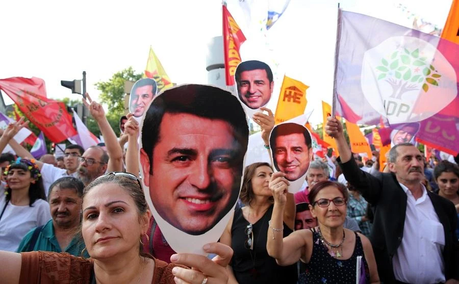 Supporters of detained pro-Kurdish leader Selahattin Demirtas held a rally in Ankara. (FIle/AFP)