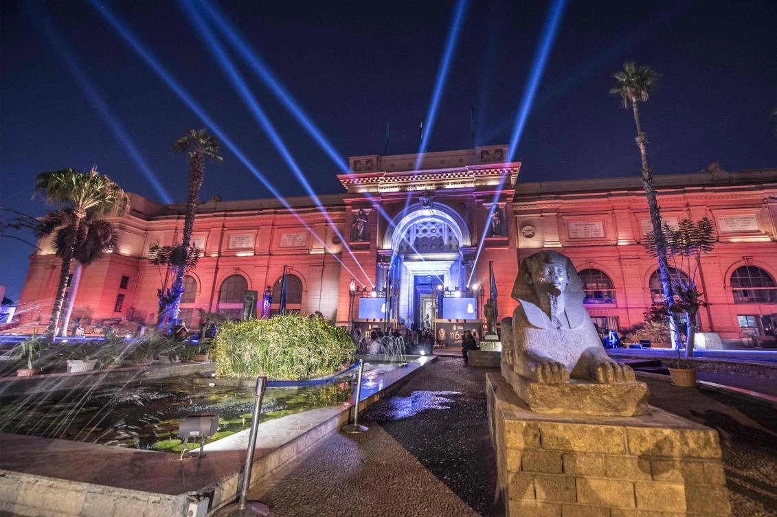 A picture taken on November 19, 2018, shows the Egyptian Museum in Cairo during a ceremony celebrating the 116th anniversary of the museum. (AFP)