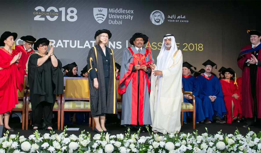 The UAE’s Minister of Tolerance Sheikh Nahyan bin Mubarak Al-Nahyan awarded the doctorate to Yusuff Ali M.A., LuLu Group chairman and managing director.