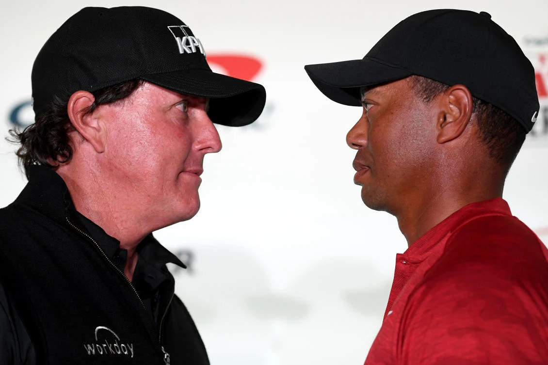 That Tiger Woods is taking on Phil Mickelson in a winner-takes-all match in Las Vegas today is very apt — the Sin City where anything tacky and vulgar goes now has its own sporting tribute. (AFP)