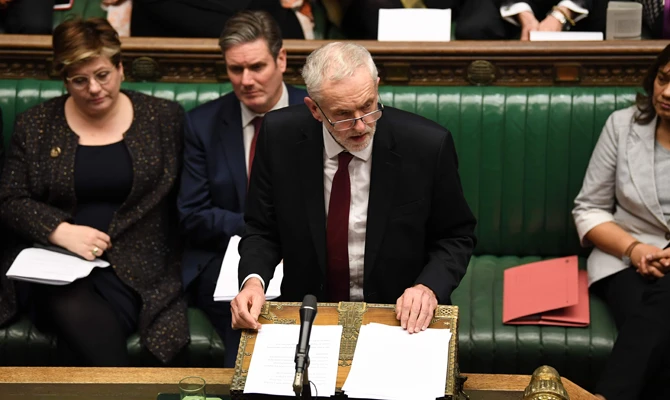 Britain's opposition Labour Party Leader Jeremy Corbyn responding to a statement by Prime Minister Theresa May to the House of Commons in London on November 26, 2018, to update parliament on the newly-agreed Brexit deal. (AFP)
