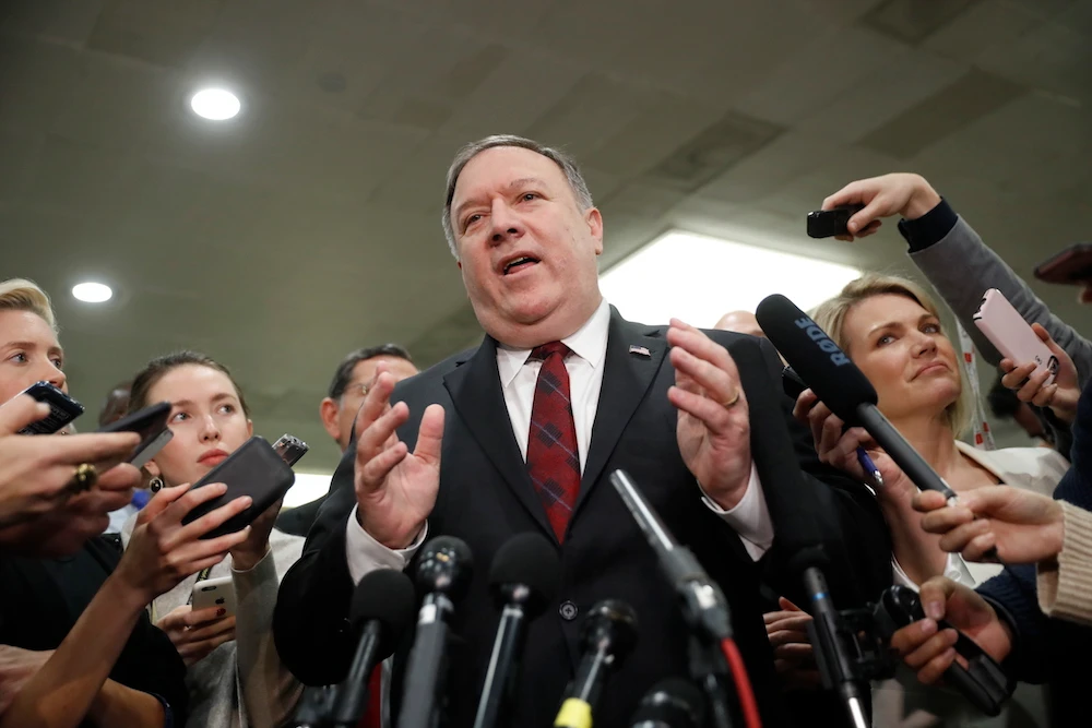 Secretary of State Mike Pompeo speaks after a closed door meeting with Senators about Saudi Arabia. (AP)