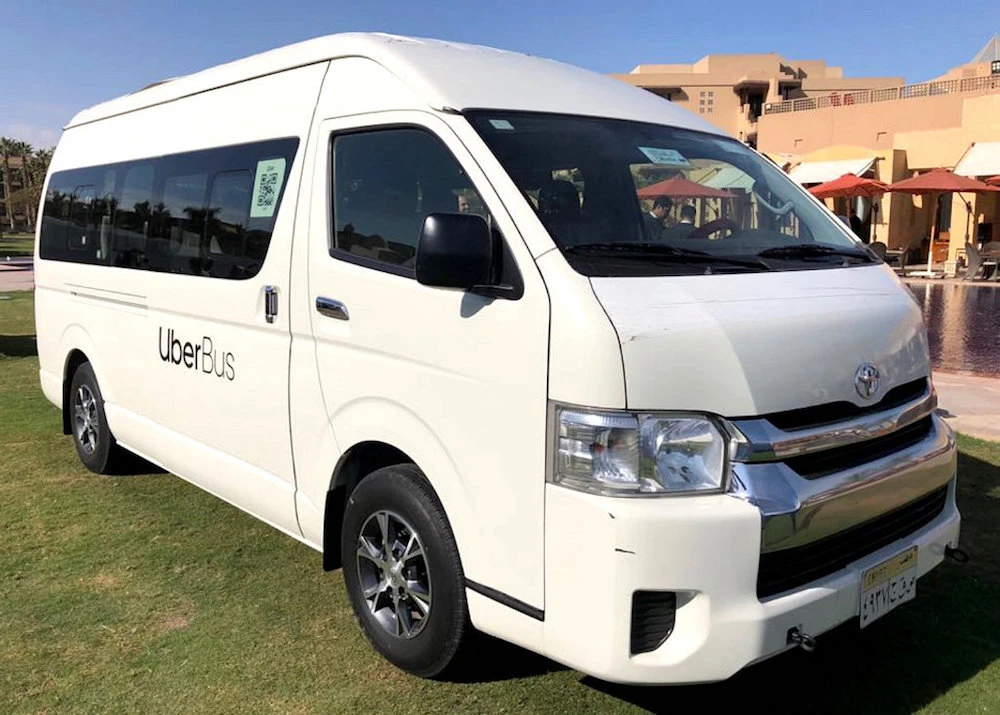 An “UberBus,” a new project microbus by Uber, is seen after a news conference in Cairo, Egypt, December 4, 2018. (Reuters)