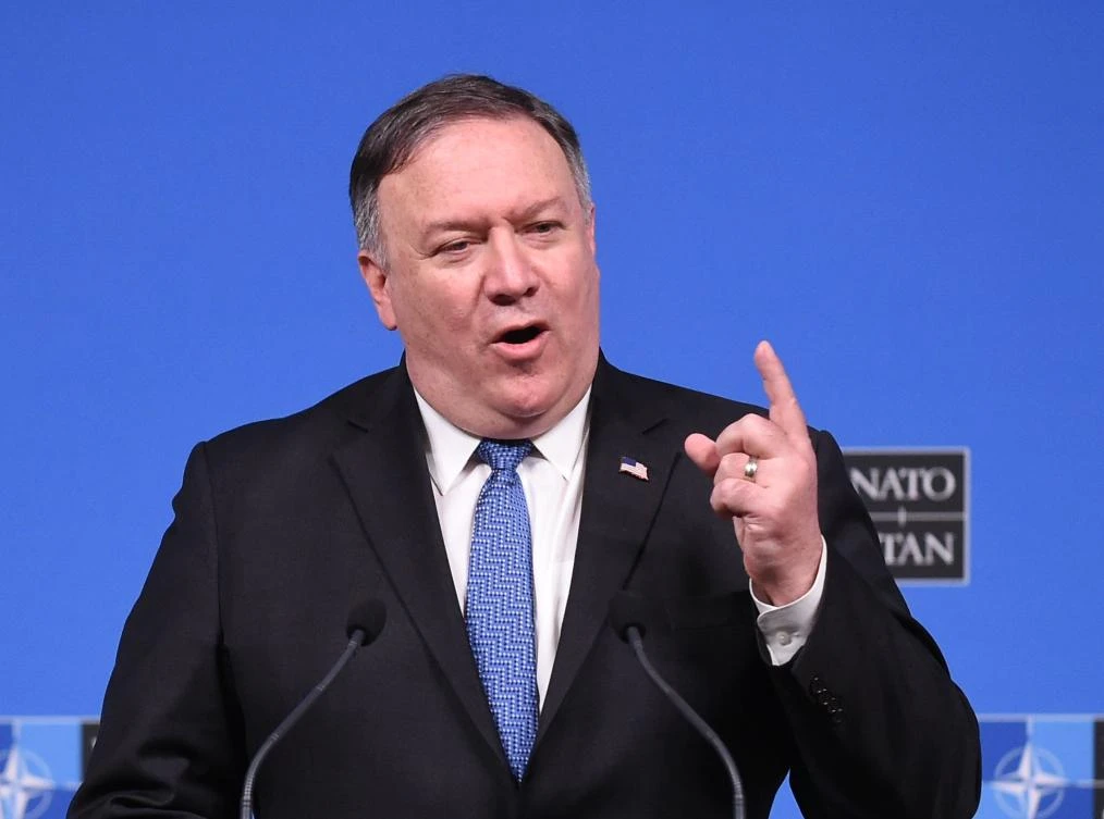 US Secretary of State, Mike Pompeo talks during a press conference after a NATO Foreign Ministers meeting on December 4, 2018. (AFP)