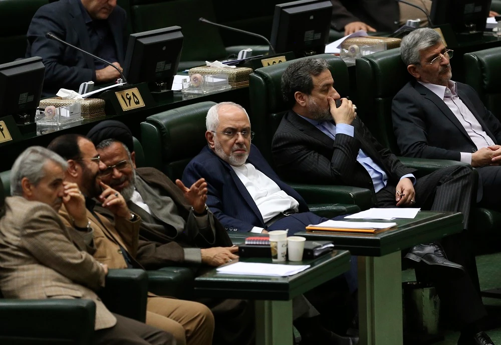 Iran's Foreign Minister Mohammad Javad Zarif is pictured at the parliament in Tehran on October 7, 2018, during a meeting over the a bill to counter terrorist financing. (File/AFP)