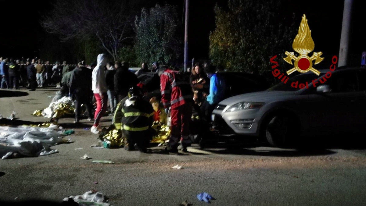 Emergency personnel attend to victims of a stampede at a nightclub in Corinaldo, near Ancona, Italy, in this undated handout picture obtained by Reuters Dec. 8. (Reuters)