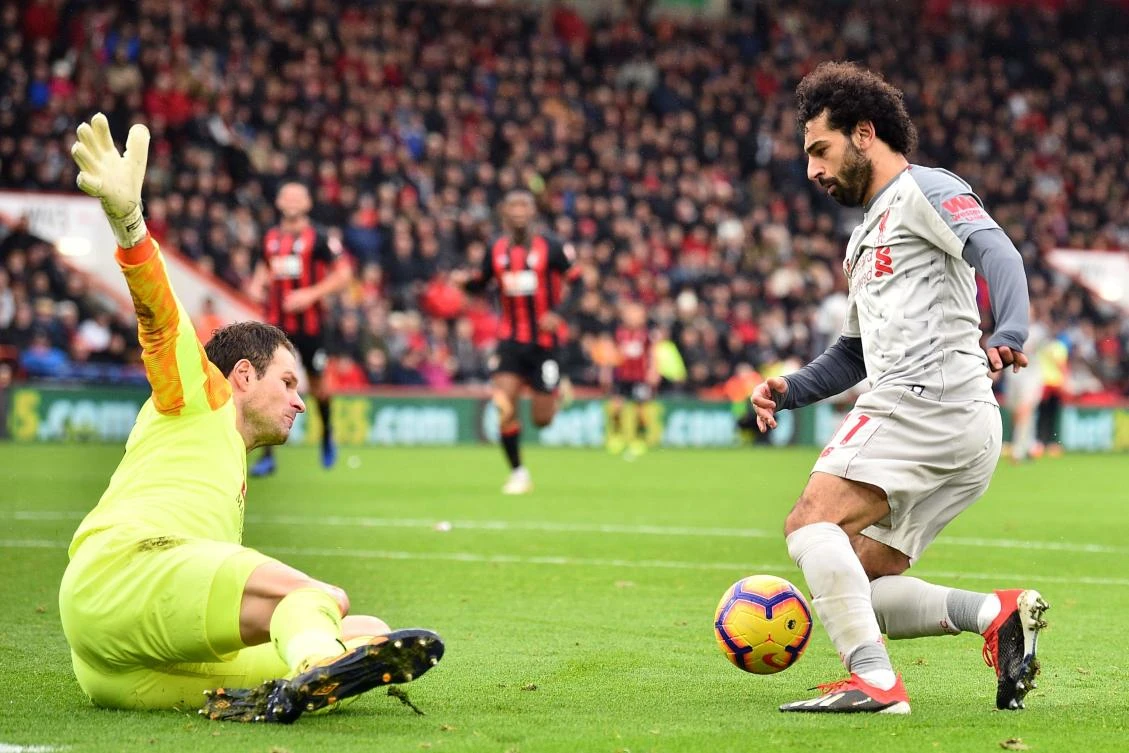 Jurgen Klopp hailed Mohamed Salah after his hat-trick against Bournemouth on Saturday propelled Liverpool to the top of the Premier League. (AFP)