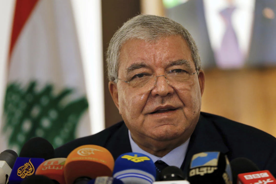 Lebanese Interior Minister Nohad Machnouk holds a press conference at the police headquarter in Beirut, Lebanon, Monday, Dec. 10, 2018. (AP)