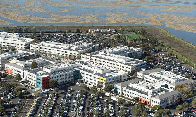 Facebook's campus is seen on the edge of the San Francisco Bay in Menlo Park, California in this aerial photo taken January 13, 2017. (REUTERS)
