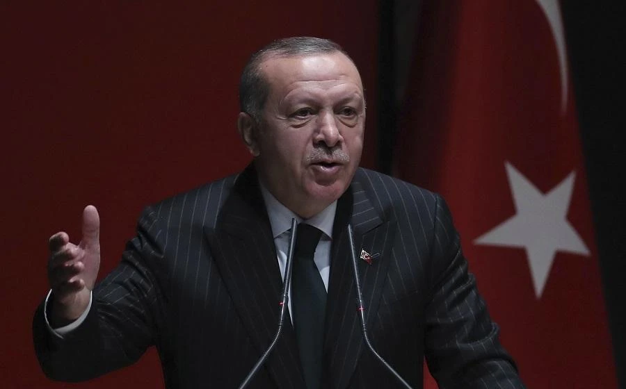Erdogan, in a speech in Istanbul, said Turkey was determined to bring peace to the area east of the Euphrates river in Syria. (File/AFP)