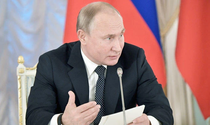 Russian President Vladimir Putin speaks at meeting with cultural advisers in St. Petersburg, Russia, Saturday, Dec. 15, 2018. (AP)