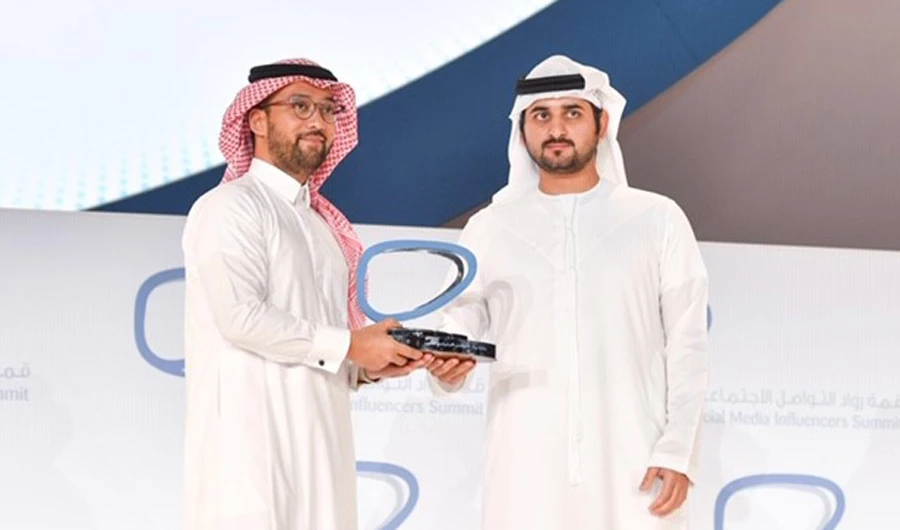 Sheikh Maktoum bin Mohammed bin Rashid, deputy ruler of Dubai, presented the award to Alaa Yousef Fadan, CEO of Telfaz11, at a ceremony held in Dubai.