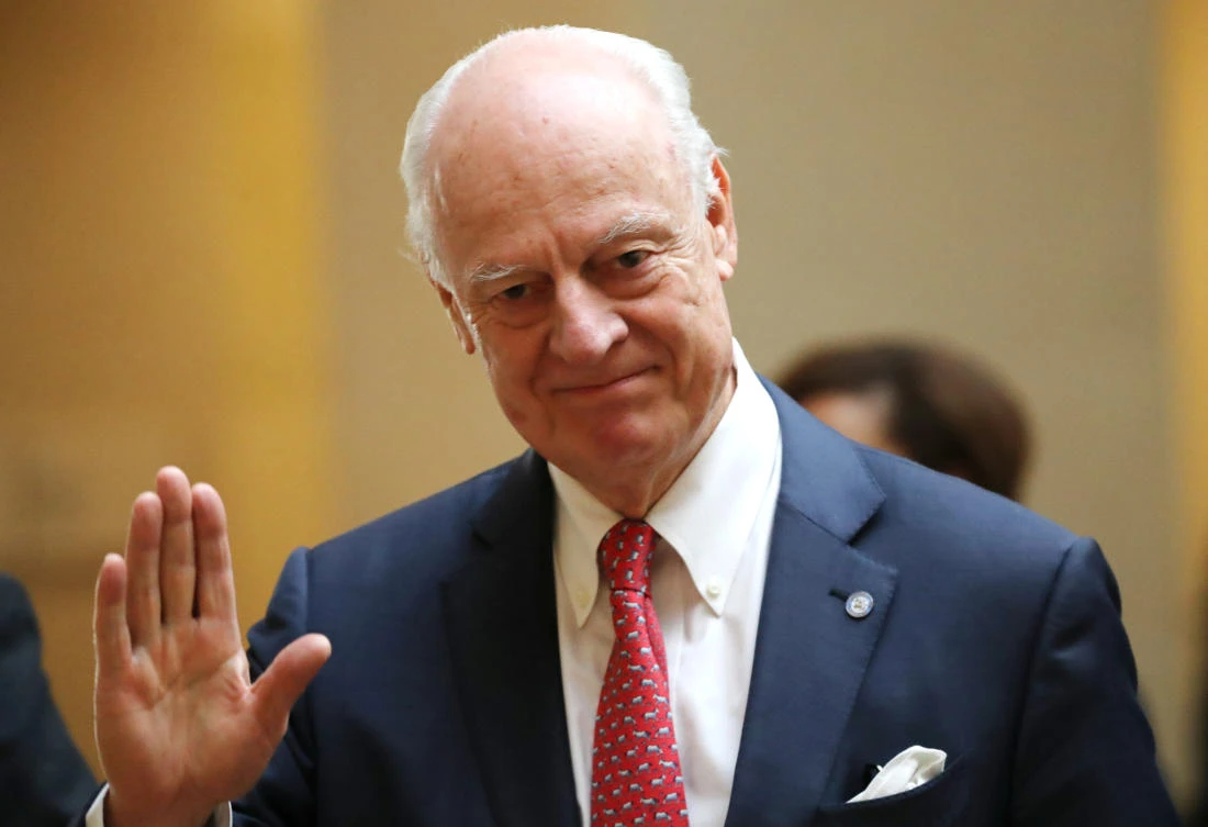 United Nations Special Envoy for Syria Staffan de Mistura attends a meeting on forming a constitutional committee in Syria at the United Nations in Geneva. (Reuters)