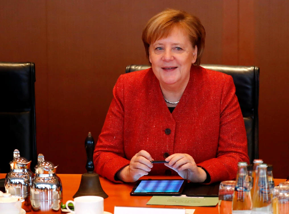 German Chancellor Angela Merkel attends the weekly cabinet meeting in Berlin on December 19, 2018. (Reuters)