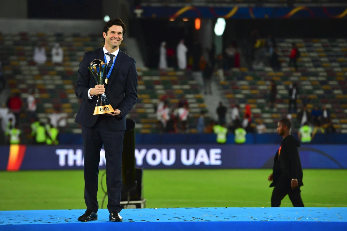 Having celebrated his team lifting the FIFA Club World Cup trophy, Real Madrid’s Santiago Solari was as classy as ever afterwards as he lauded the valiant efforts of their vanquished Emirati opponents Al-Ain. (AFP)