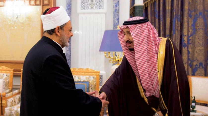 Saudi Arabia’s King Salman received the Grand Imam of Al-Azhar Dr. Ahmed el-Tayeb at the Al-Yamamah Palace in Riyadh. (SPA)