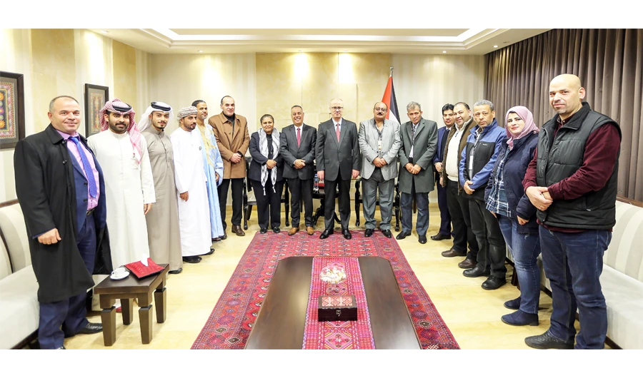 Members of an Arab youth delegation in Palestine pose for a group photo on Thursday in Ramallah. (Photo/Supplied)