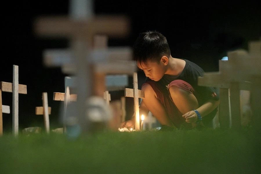 The country’s deadliest storm on record is Super Typhoon Haiyan, which left more than 7,350 people dead or missing across the central Philippines in November 2013. (File/AFP)