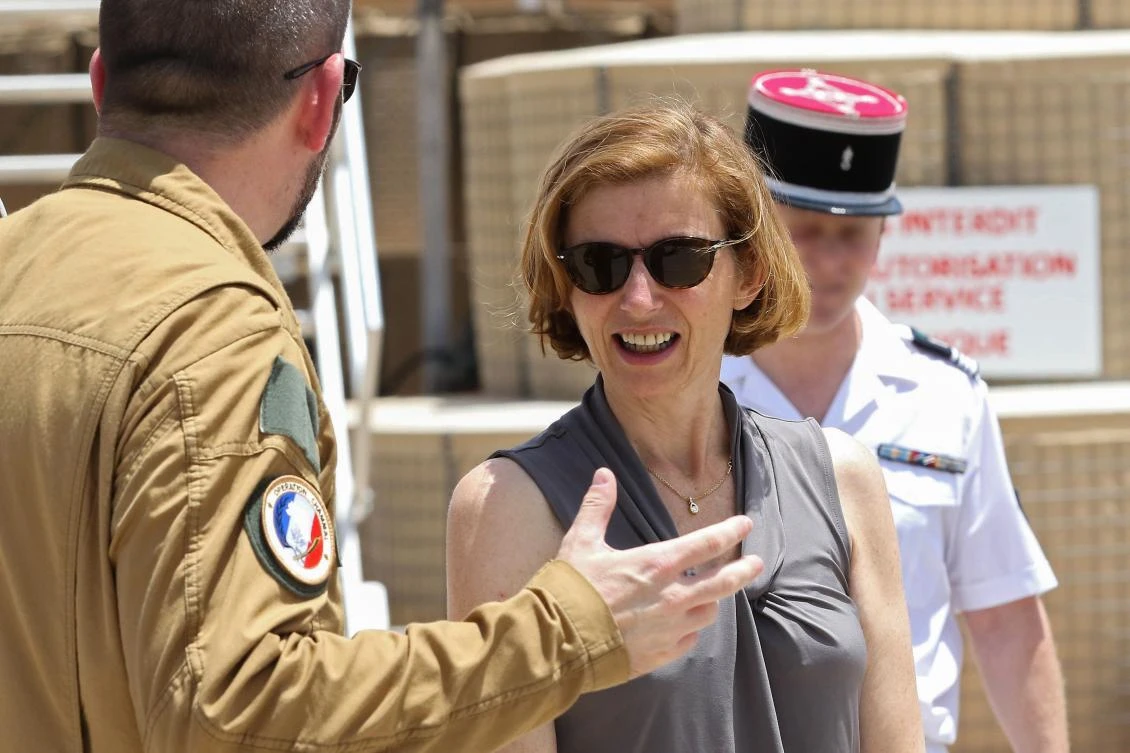 In this file photo taken on July 18, 2017 French Defence Minister Florence Parly visits a military base in Jordan where French army aircrafts are based. (AFP)