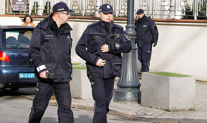 Police patrolling a street in Warsaw, Poland. (AP file photo)