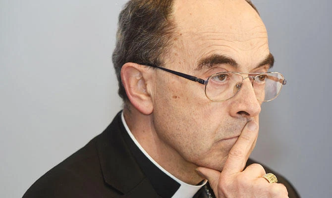 In this file photo taken on March 15, 2016 Roman Catholic Cardinal Philippe Barbarin, Archbishop of Lyon looks on during the Conference of Bishops of France held at the Saint Bernadette hemicycle in Lourdes, southwestern France. (AFP)