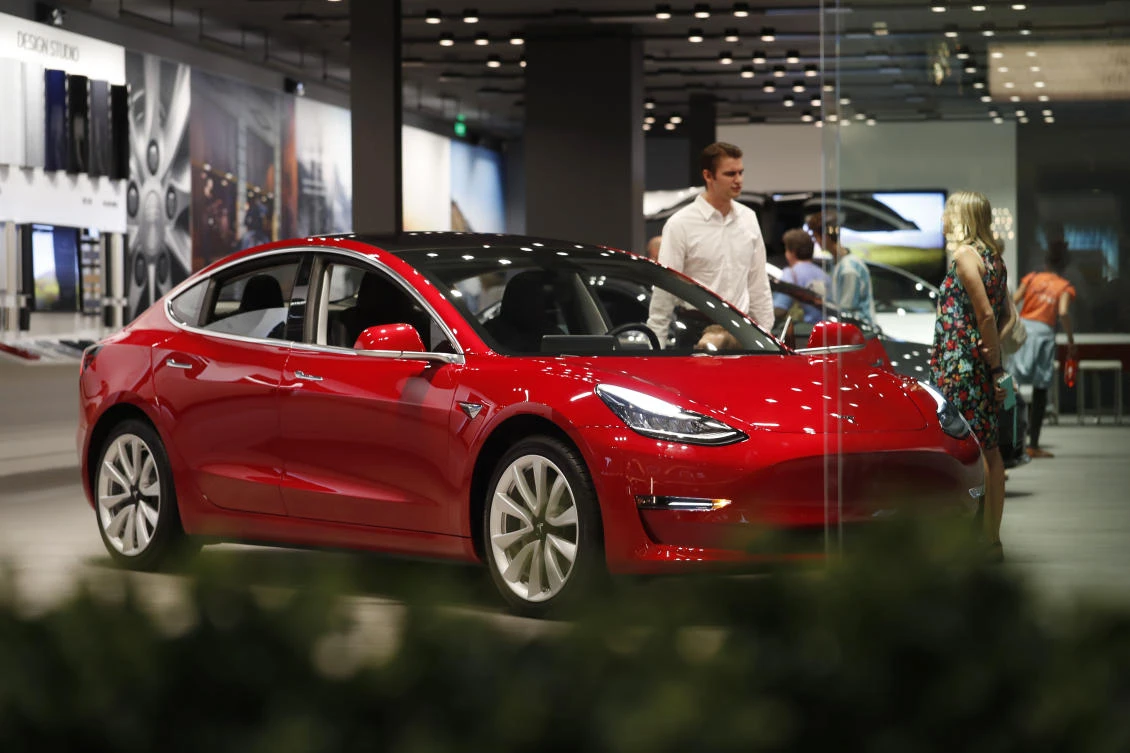 The Chinese-made computer, used by Tesla in its Model 3 car assembled in Fremont, California, was among $16 billion in imports that were hit with 25 percent tariffs. (AP)