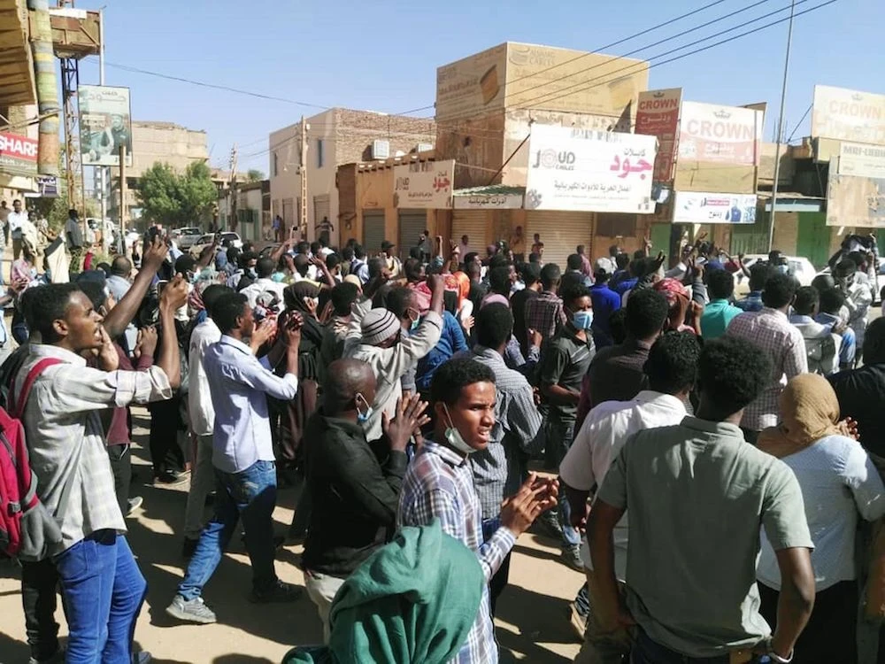 Sudanese protesters chant slogans during an anti-government demonstration in the capital Khartoum on January 6, 2018. (AFP)