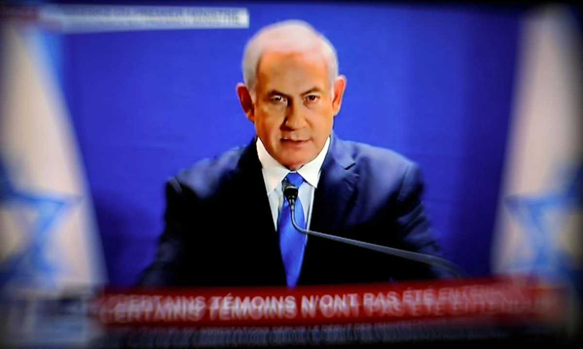 Israeli Prime Minister Benjamin Netanyahu delivering a statement live on I24 TV channel at the Prime Minister's office in Jerusalem on Jan. 7. (AFP screengrab)