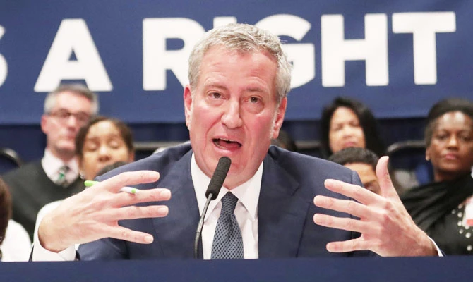 New York City Mayor Bill de Blasio speaks during a news conference at Lincoln Hospital in the Bronx borough of New York City, New York, US, January 8, 2019. (REUTERS)