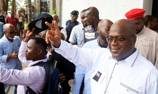 Felix Tshisekedi, leader of the Congolese main opposition party, the Union for Democracy and Social Progress (UDPS), and a presidential candidate, leaves after casting his ballot at a polling station in Kinshasa, Democratic Republic of Congo, December 30, 2018. (REUTERS)