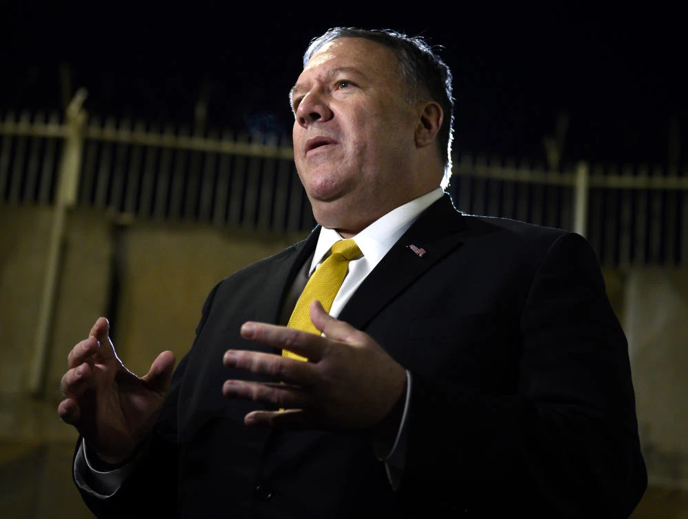 US Secretary of State Mike Pompeo speaks to the media at the US Embassy compound in the Iraqi capital Baghdad after his tour around Irbil in the Kurdish autonomous region of northern Iraq on Wednesday, Jan. 9, 2019. (File/AP/Andrew Caballero-Reynolds)