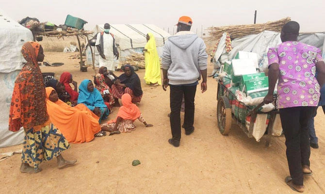 The distribution is the second such delivery of food aid to the region, and comes as part of a wider $10 million program to feed refugees in Nigeria. (SPA)