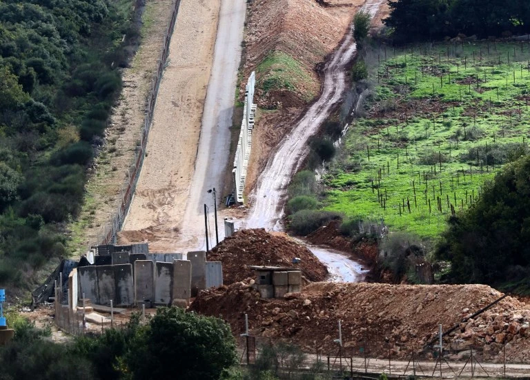 A picture taken on December 21, 2018 from the South Lebanese village of Ramyeh shows an Israeli military outpost across the border. (AFP)