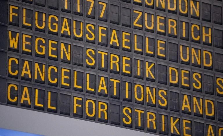 The coordinated industrial action marks a major escalation in Verdi’s dispute with employers, following previous walkouts at Berlin, Stuttgart, Cologne/Bonn and Duesseldorf airports. (AFP)