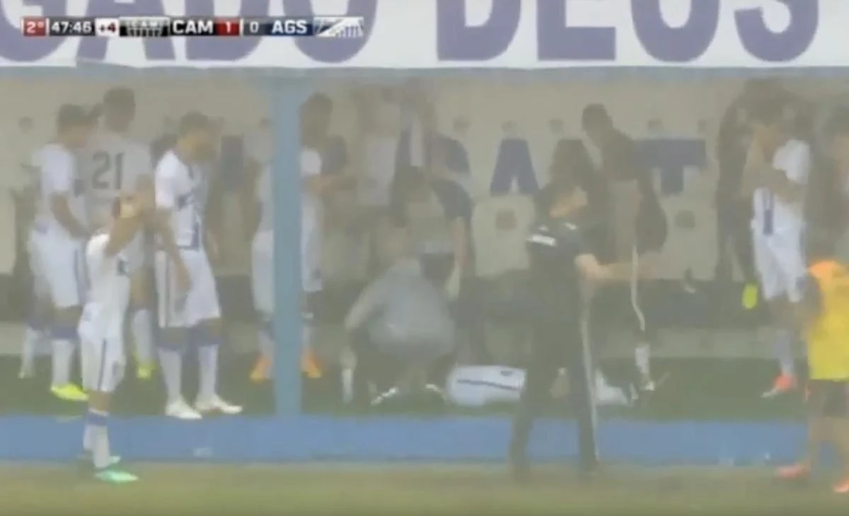 A Brazilian footballer needed medical attention after lightning hit the field during a youth tournament match