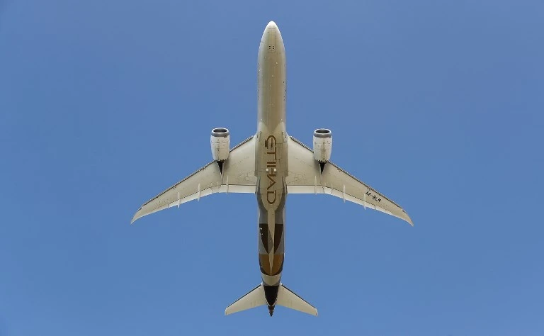 The Boeing 787 was powered by biofuel produced in the UAE and flew from Abu Dhabi to Amsterdam. (AFP)