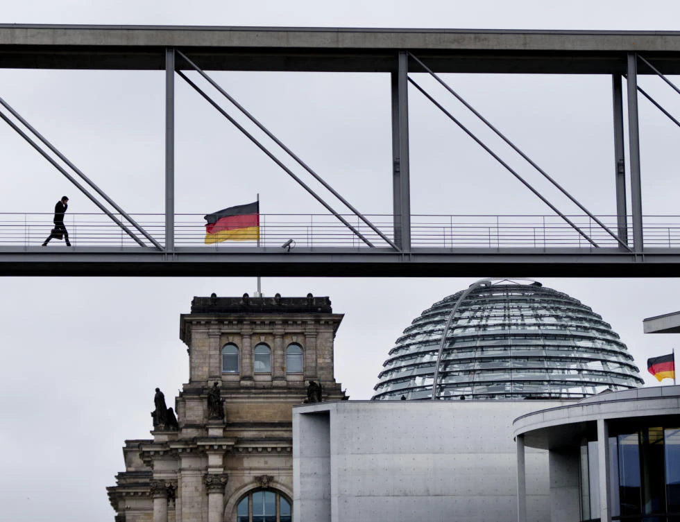 Germany is bracing itself for a hard Brexit. Above, a footbridge connects government buildings with the Reichstag, in Berlin. (AP Photo)