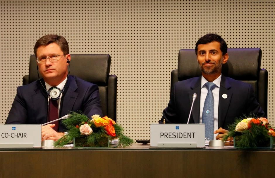 Worried by a drop in oil prices and rising supplies, OPEC and its allies, including Russia, agreed in December to return to production cuts in 2019. Above, Russian Energy Minister Alexander Novak and UAE’s Oil Minister Suhail Mohamed-Al Mazrouei at OPEC headquarters, in Vienna. (Reuters)