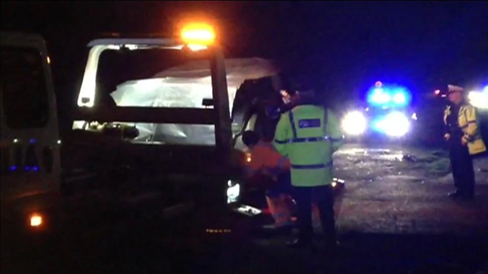 A video grab shows police retrieving vehicles that were involved in an accident near Sandringham Estate. (Reuters)